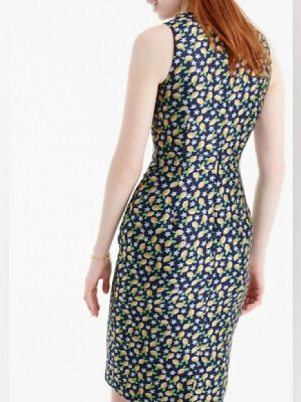 J.Crew Lemon Print Jacquard Sheath Dress | Size 8